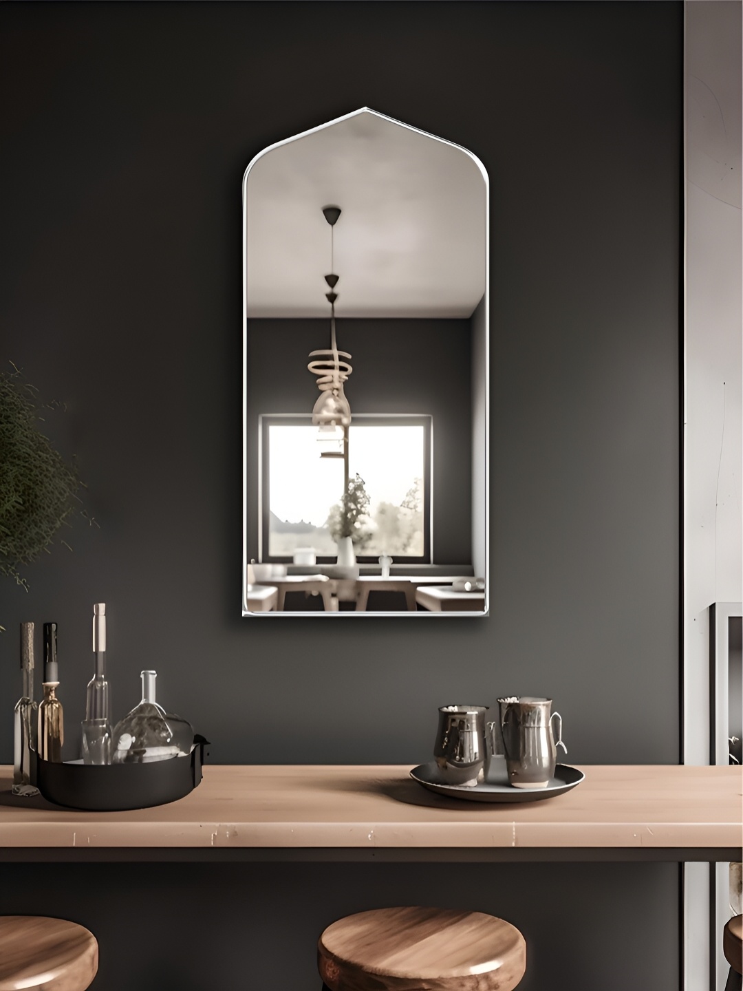 

THE HANDMADE FLAIR Silver Toned Decorative Wall Mirror