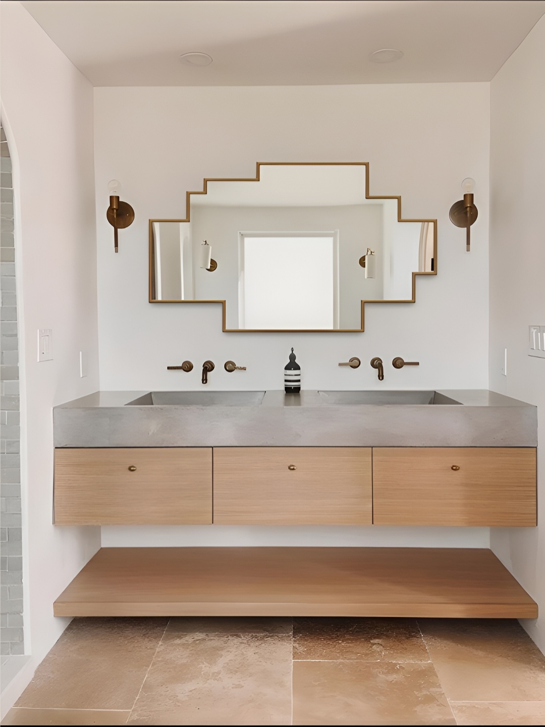 

THE HANDMADE FLAIR Gold Toned Irregular MDF Wall Mirror