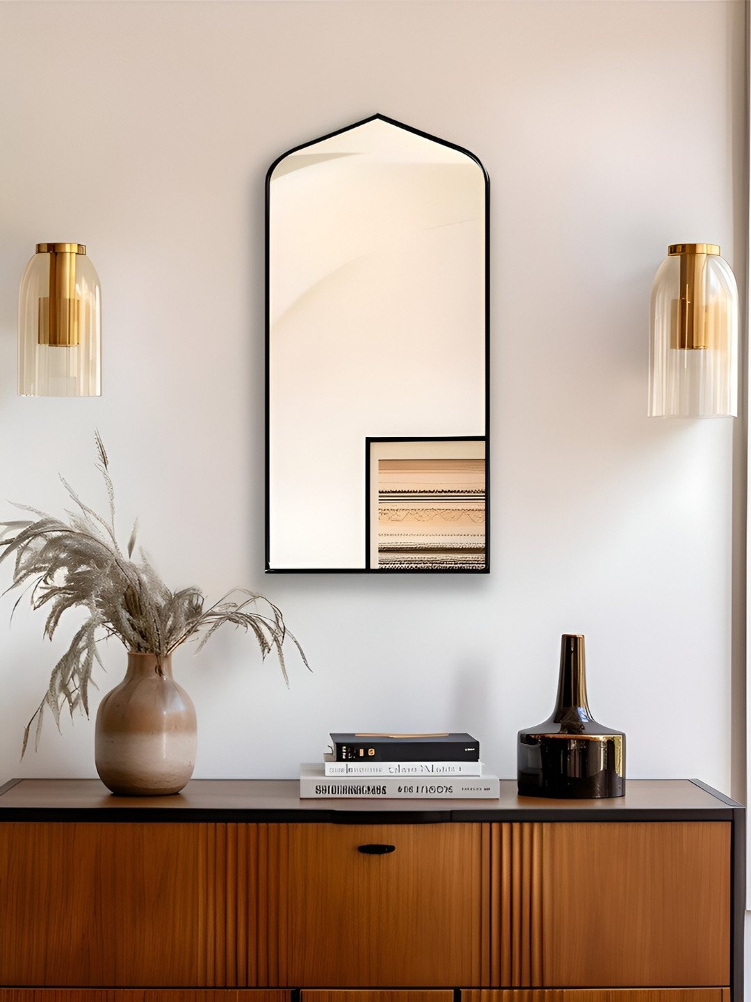 

THE HANDMADE FLAIR Black Irregular Rectangle Decorative Wall Mirror
