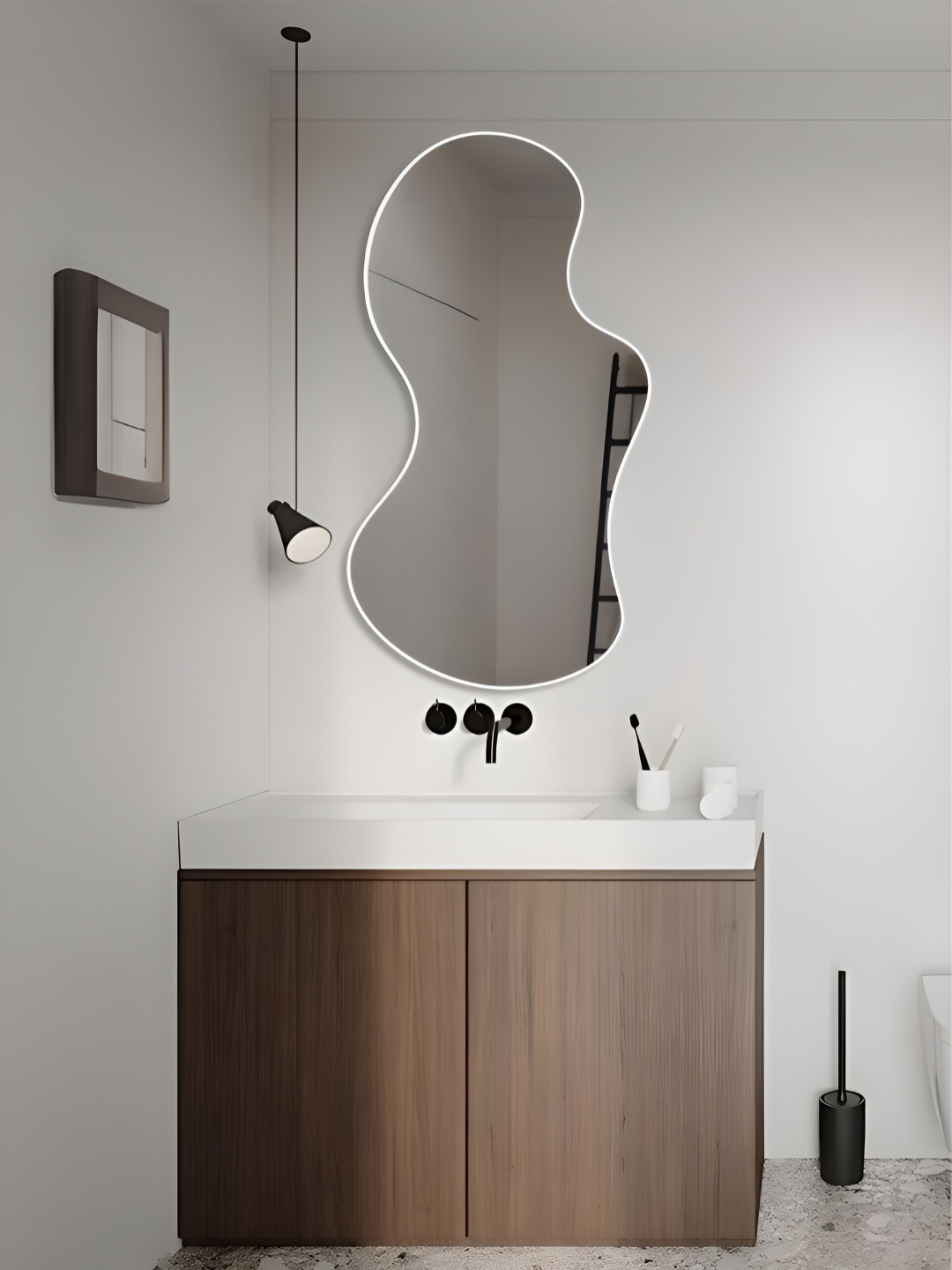 

THE HANDMADE FLAIR Transparent & White Abstract Shaped Wall Mirror