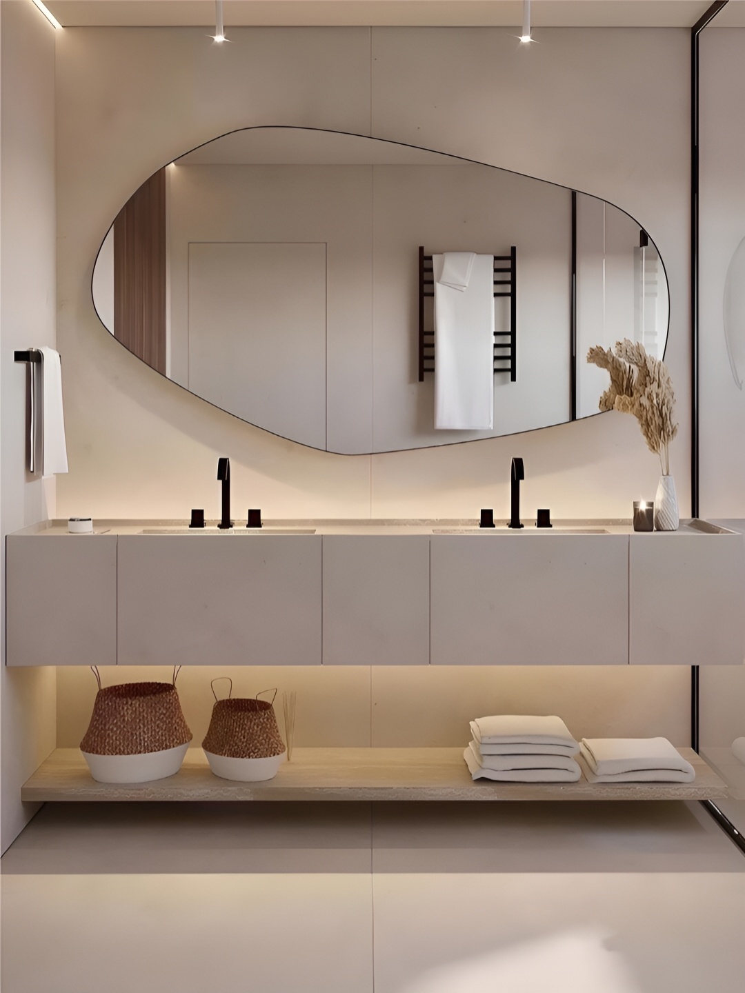 

THE HANDMADE FLAIR Irregular Black MDF Wall Mirror