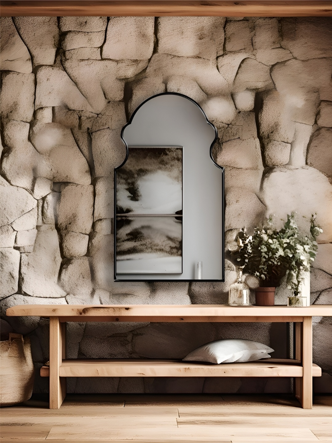 

THE HANDMADE FLAIR Black Irregular Mirror Wall Decor
