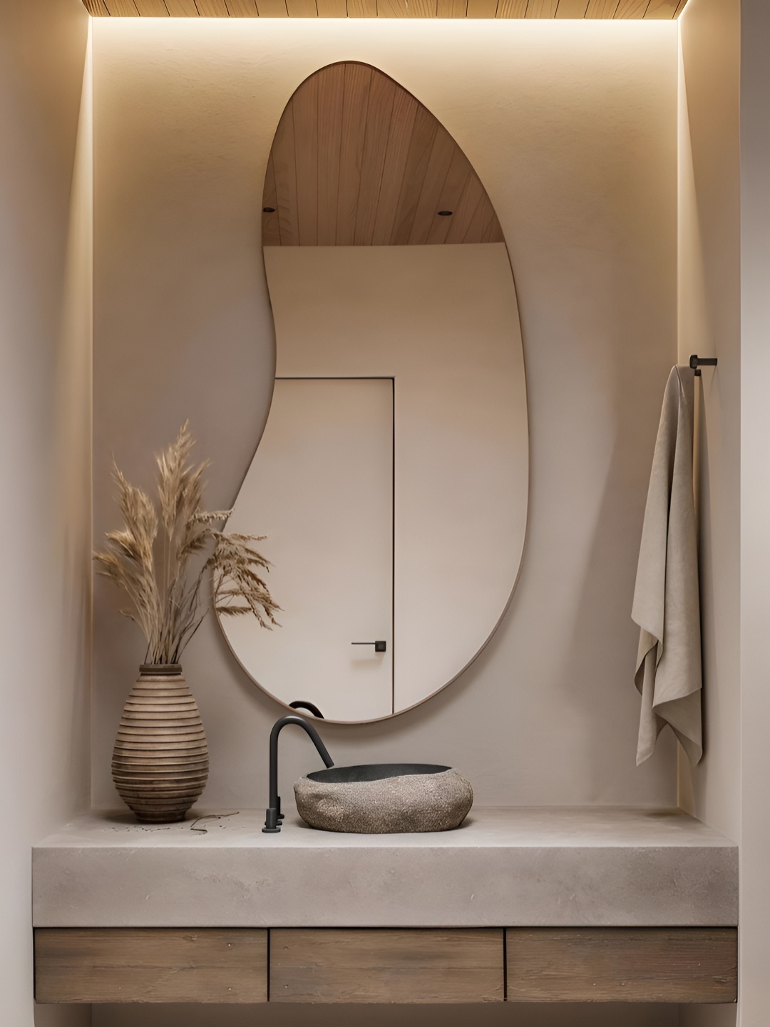 THE HANDMADE FLAIR Gold Toned Irregular MDF Wall Mirror