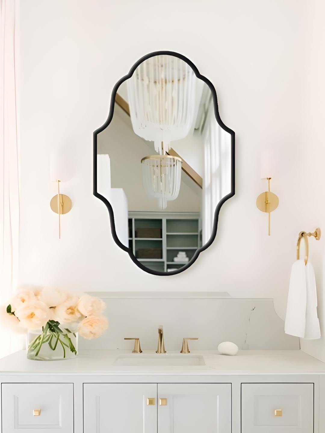 

THE HANDMADE FLAIR Black Irregular Decorative Wall Mirror