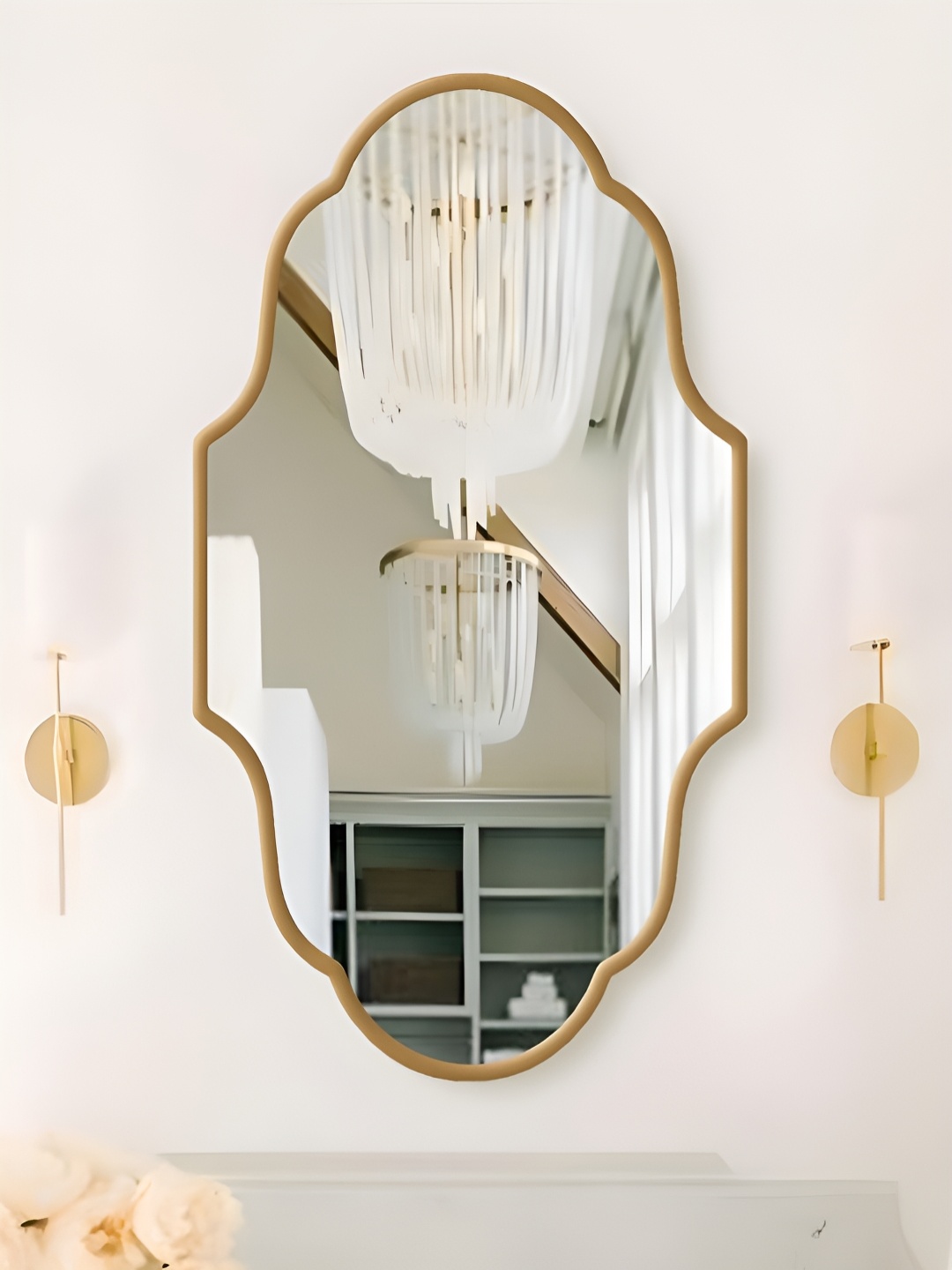 

THE HANDMADE FLAIR Transparent & Gold-Toned Irregular Wall Mirror Home Decor