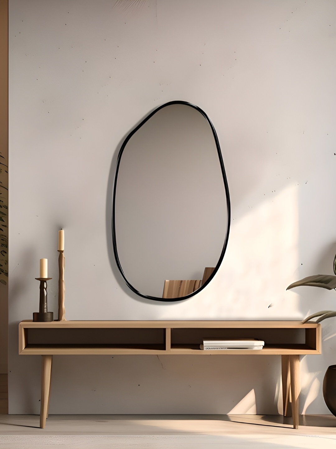 

THE HANDMADE FLAIR Black Abstract Shaped Decor Wall Mirror