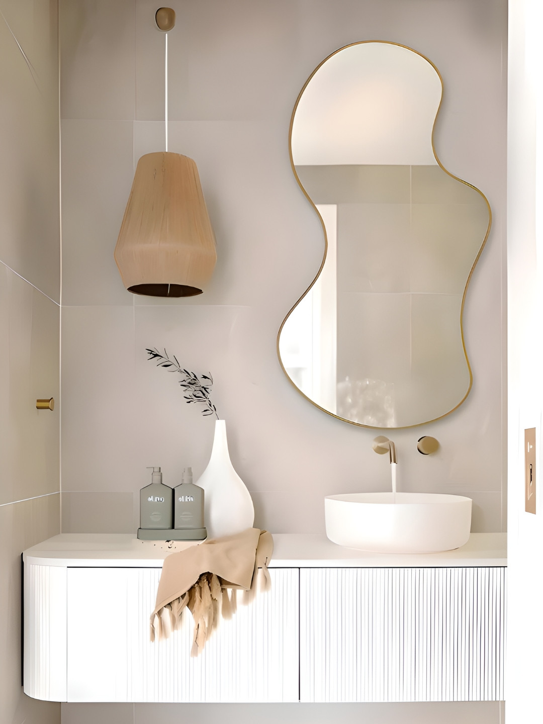 

THE HANDMADE FLAIR Gold Toned Irregular Wall Decor Mirror