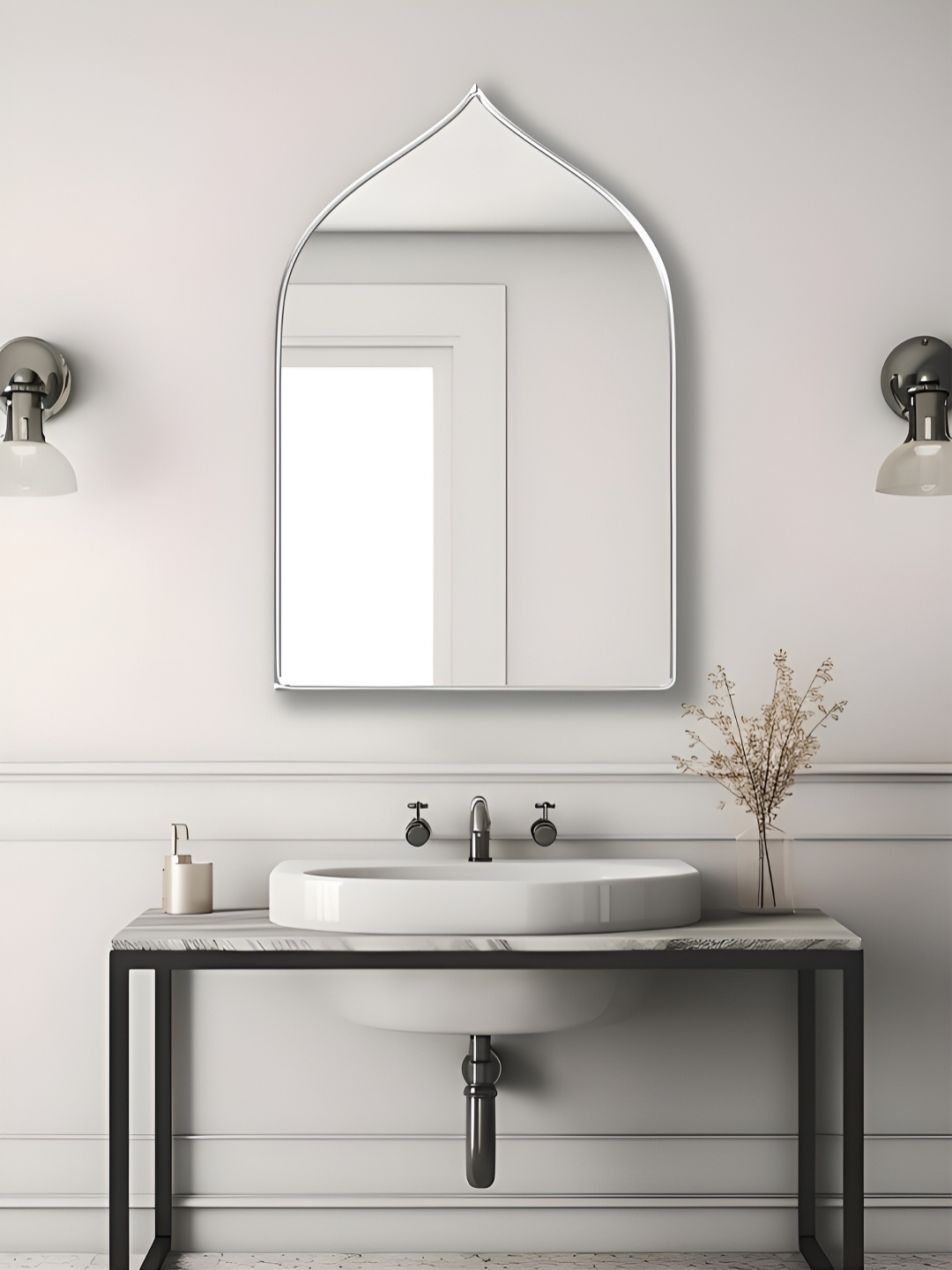 

THE HANDMADE FLAIR Silver-Toned Abstract Shaped Wall Mirror