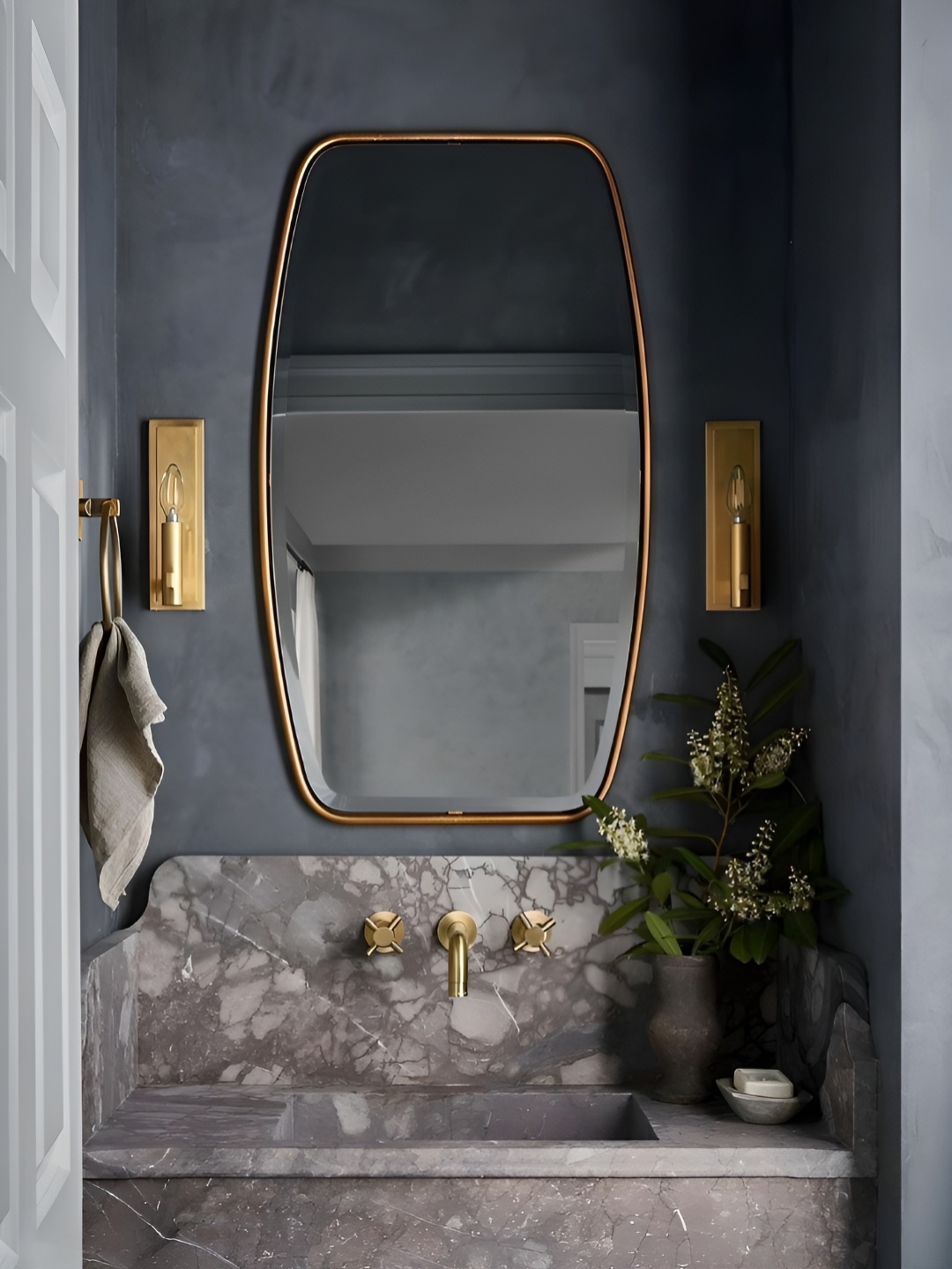 THE HANDMADE FLAIR Gold Toned Irregular MDF Wall Mirror