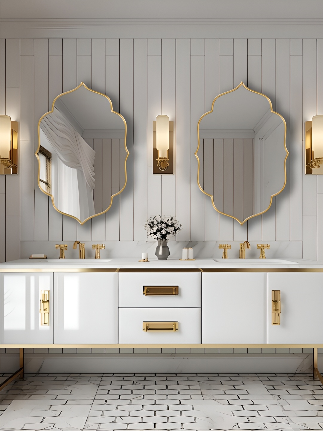 

THE HANDMADE FLAIR Gold Toned Irregular Wall Decor Mirror