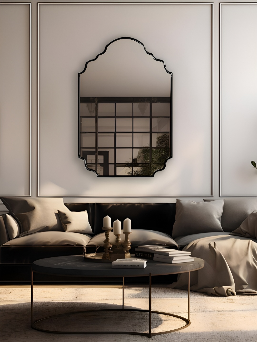 

THE HANDMADE FLAIR Black Irregular Mirror Wall Decor