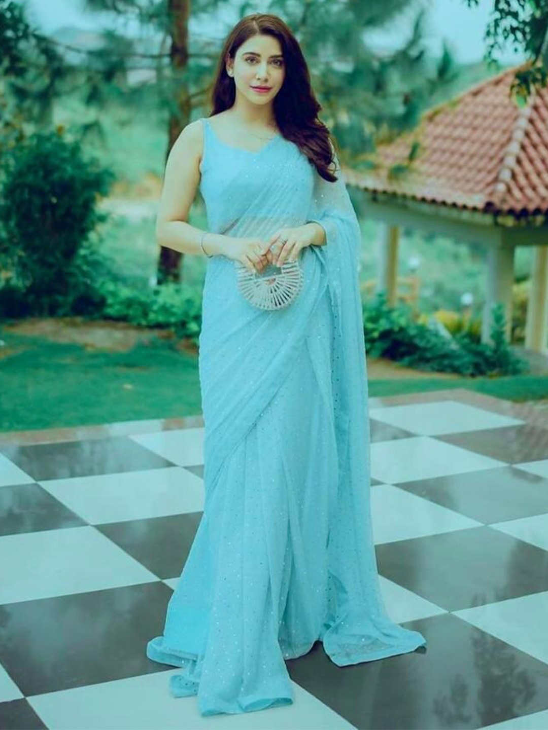 

Ekasya Embellished Embroidered Mirror Work Saree, Blue