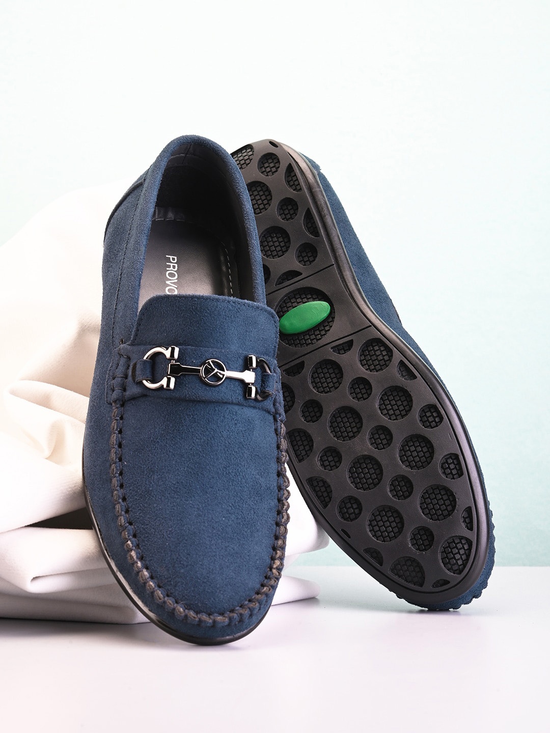 

Provogue Men Round Toe Horsebit Loafers, Blue