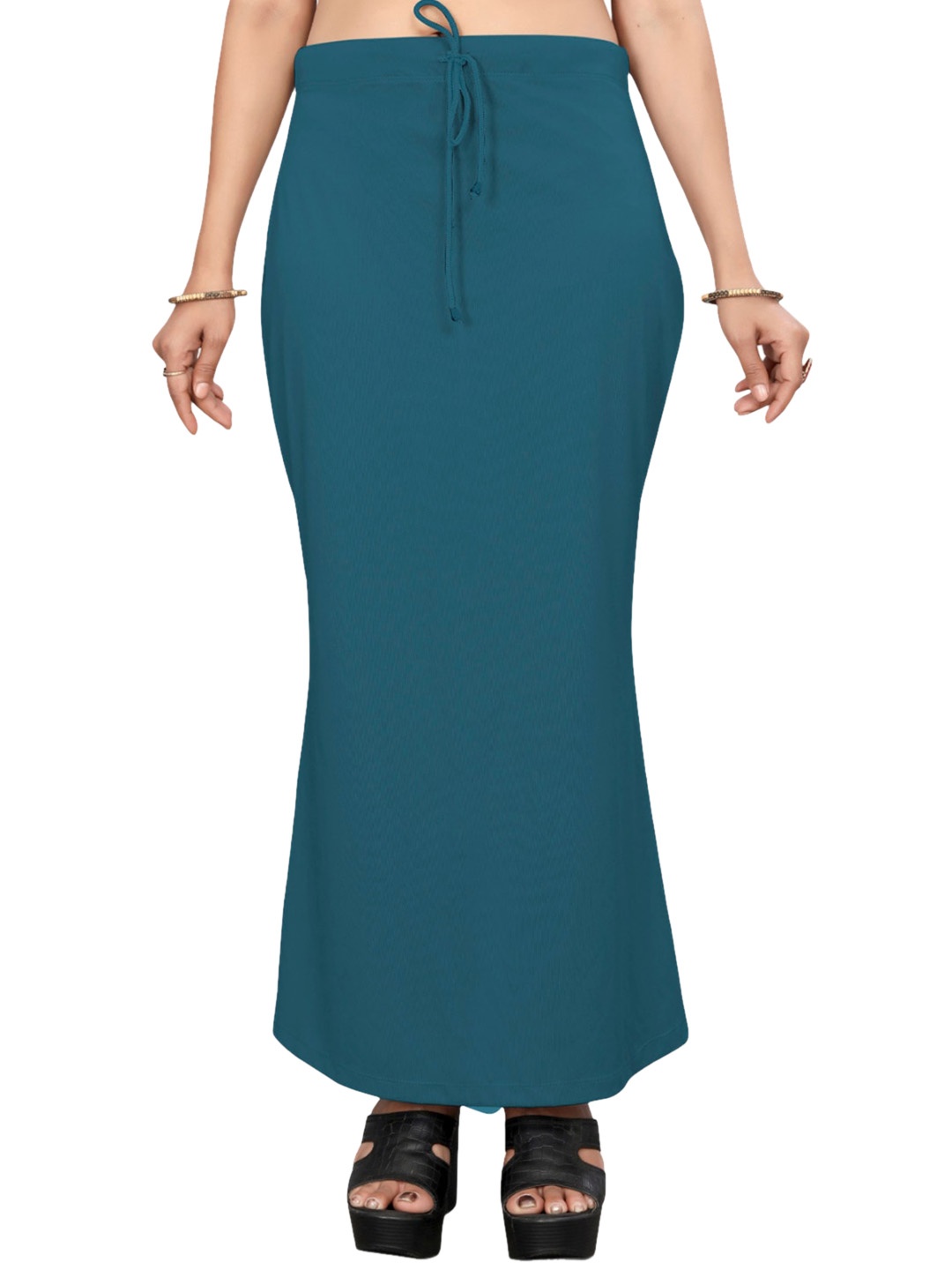 

Saree mall Teal Blue Stretchable Lycra Saree Shapewear