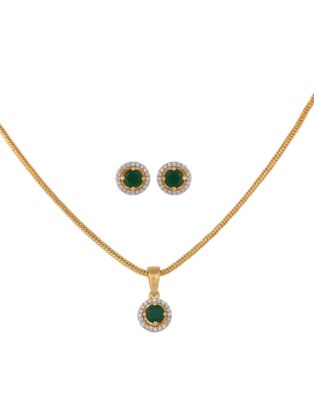 

RATNAVALI JEWELS Gold Plated American Diamond Studded Jewellery Set