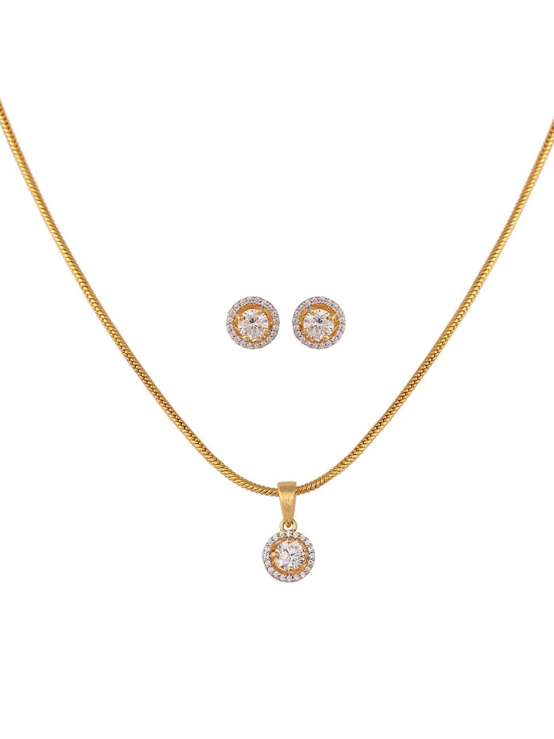 

RATNAVALI JEWELS Gold Plated & CZ Studded Jewellery Set
