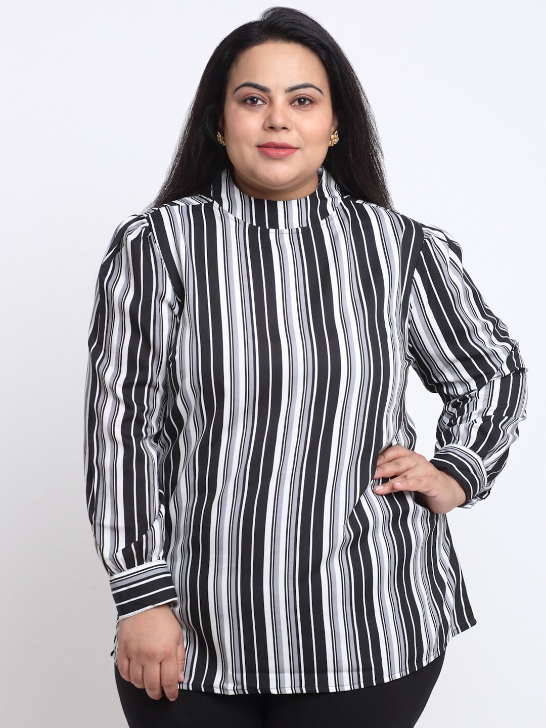 

sindrellastorie Striped Crepe Top, Black