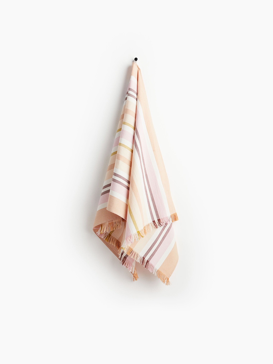 

H&M Beige Striped Pure Cotton Bath Towel