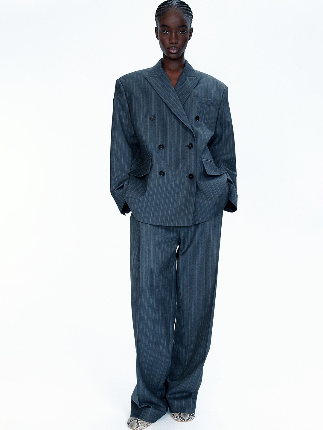 

H&M Oversized Wool Blazer, Grey