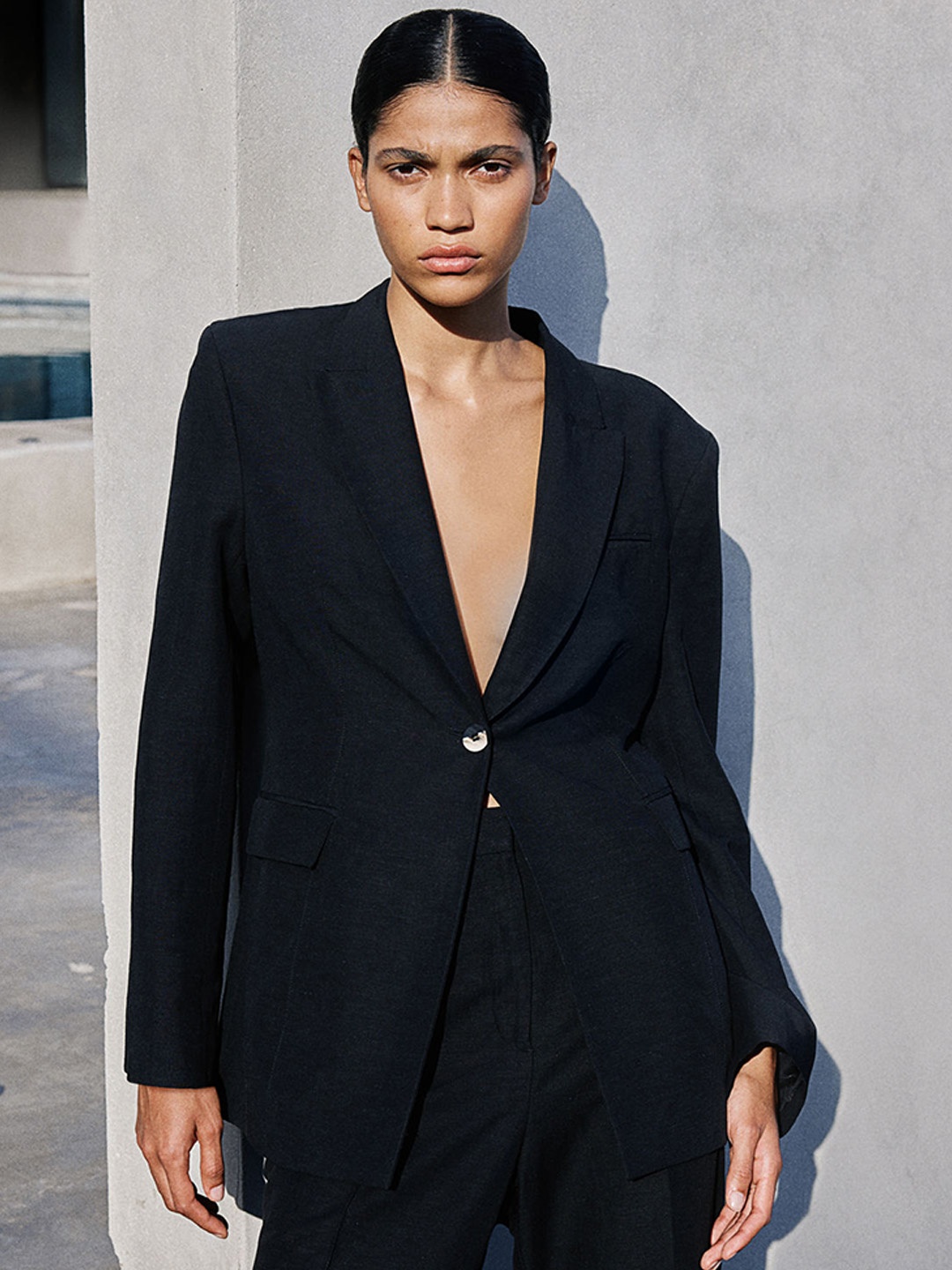

H&M Waisted Blazer, Black