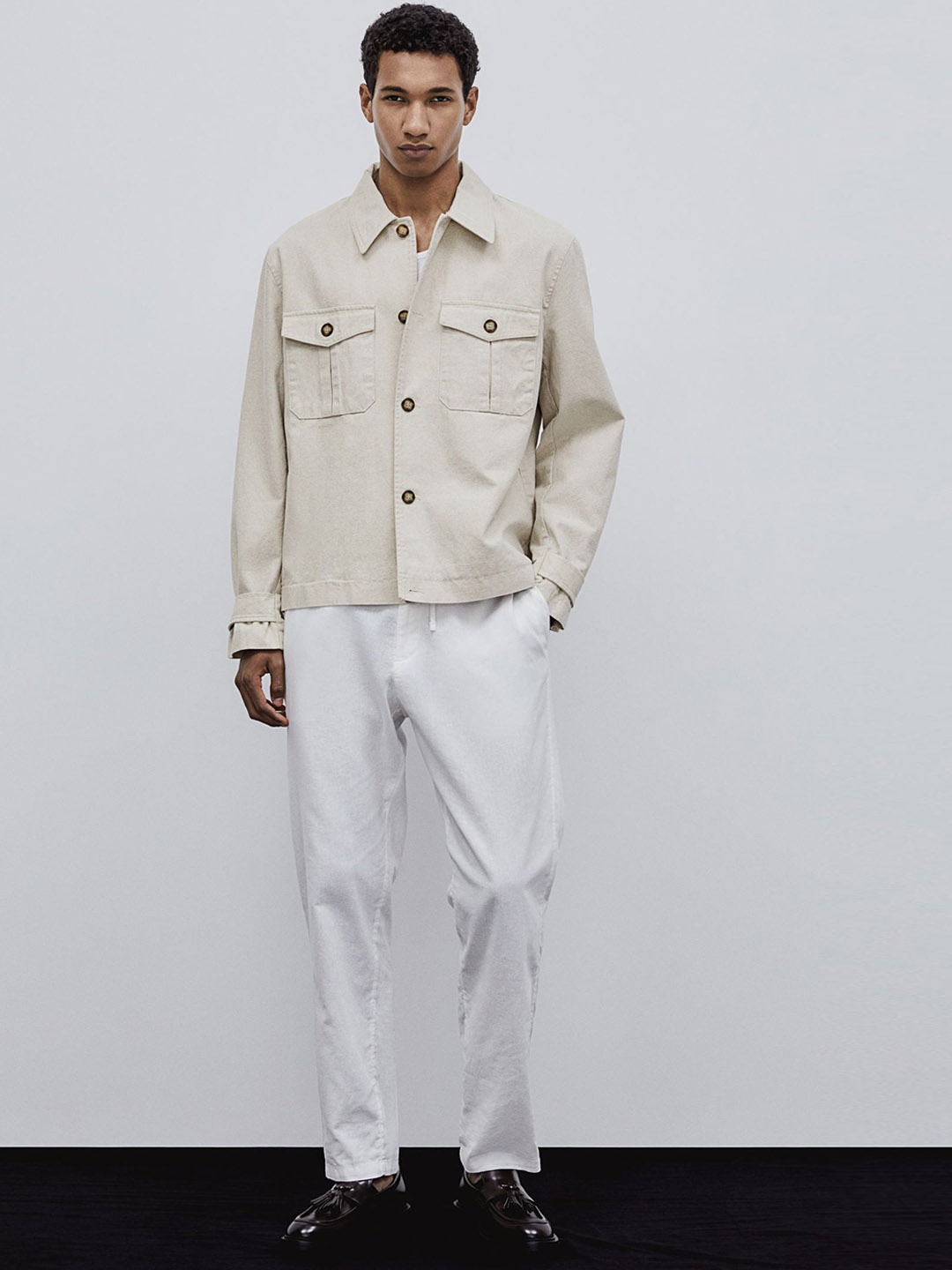 

H&M Cotton Linen Slim Fit Jacket, Beige