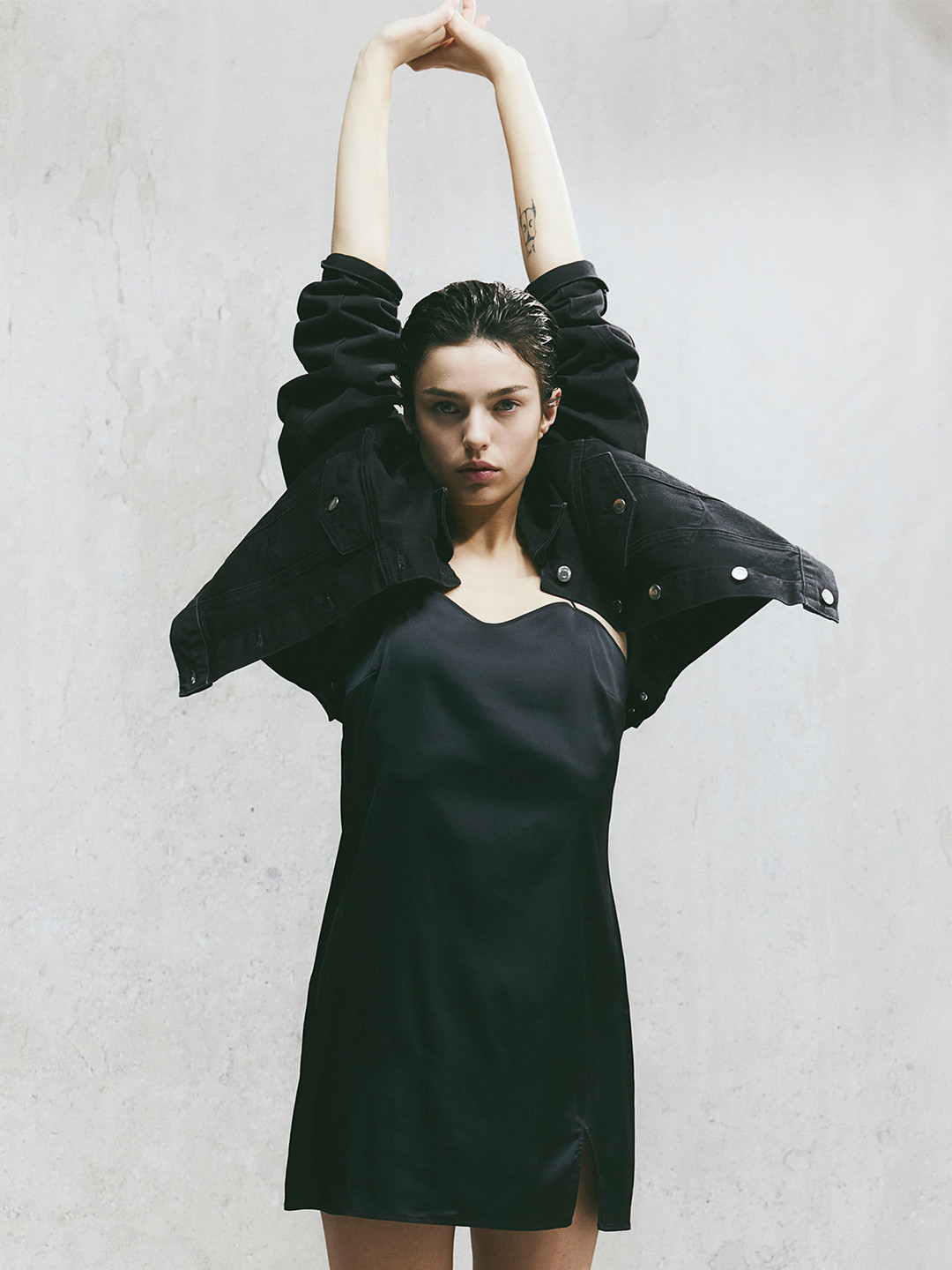 

H&M Pure Cotton Denim Jacket, Black