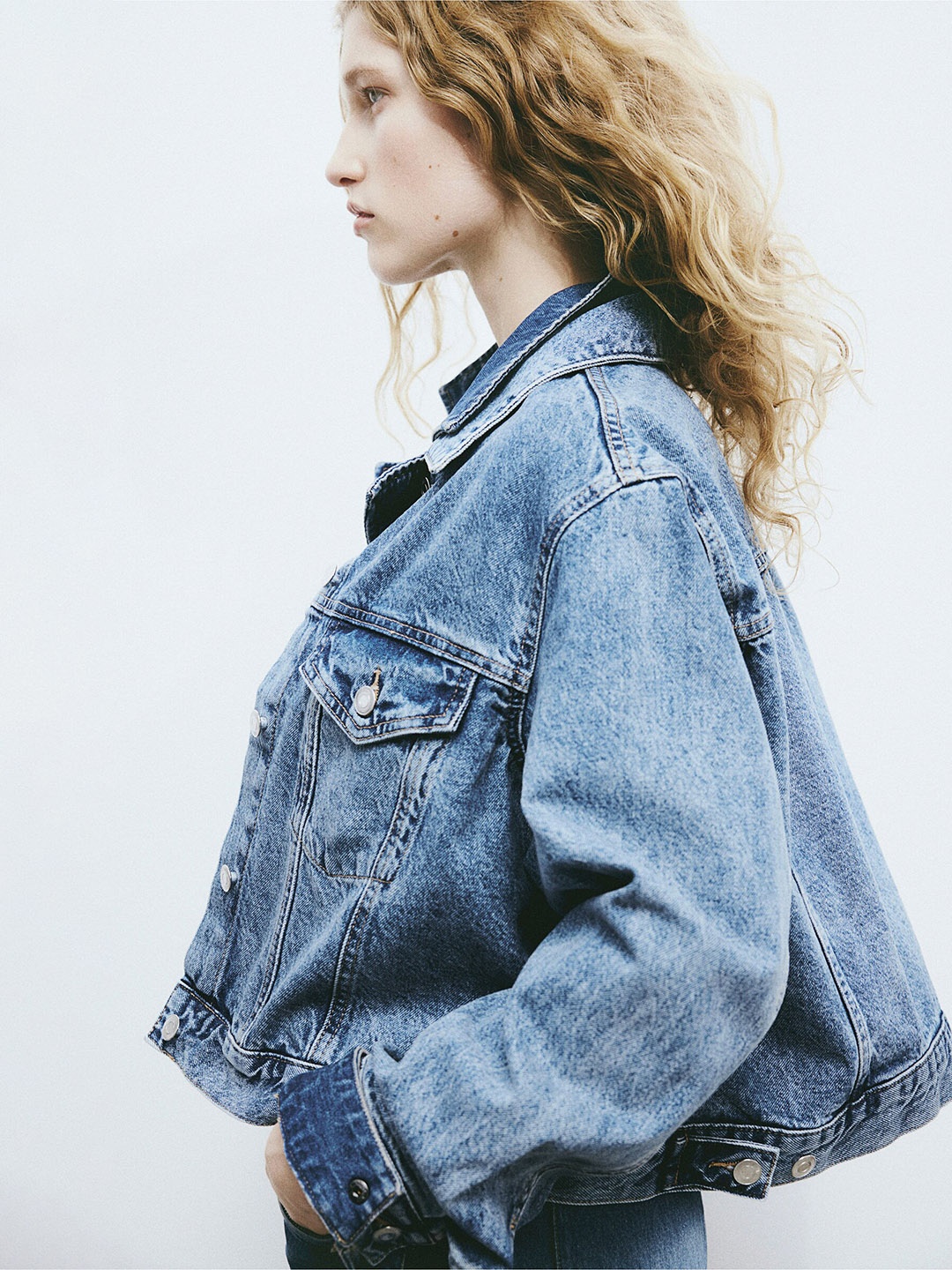 

H&M Pure Cotton Denim Jacket, Blue