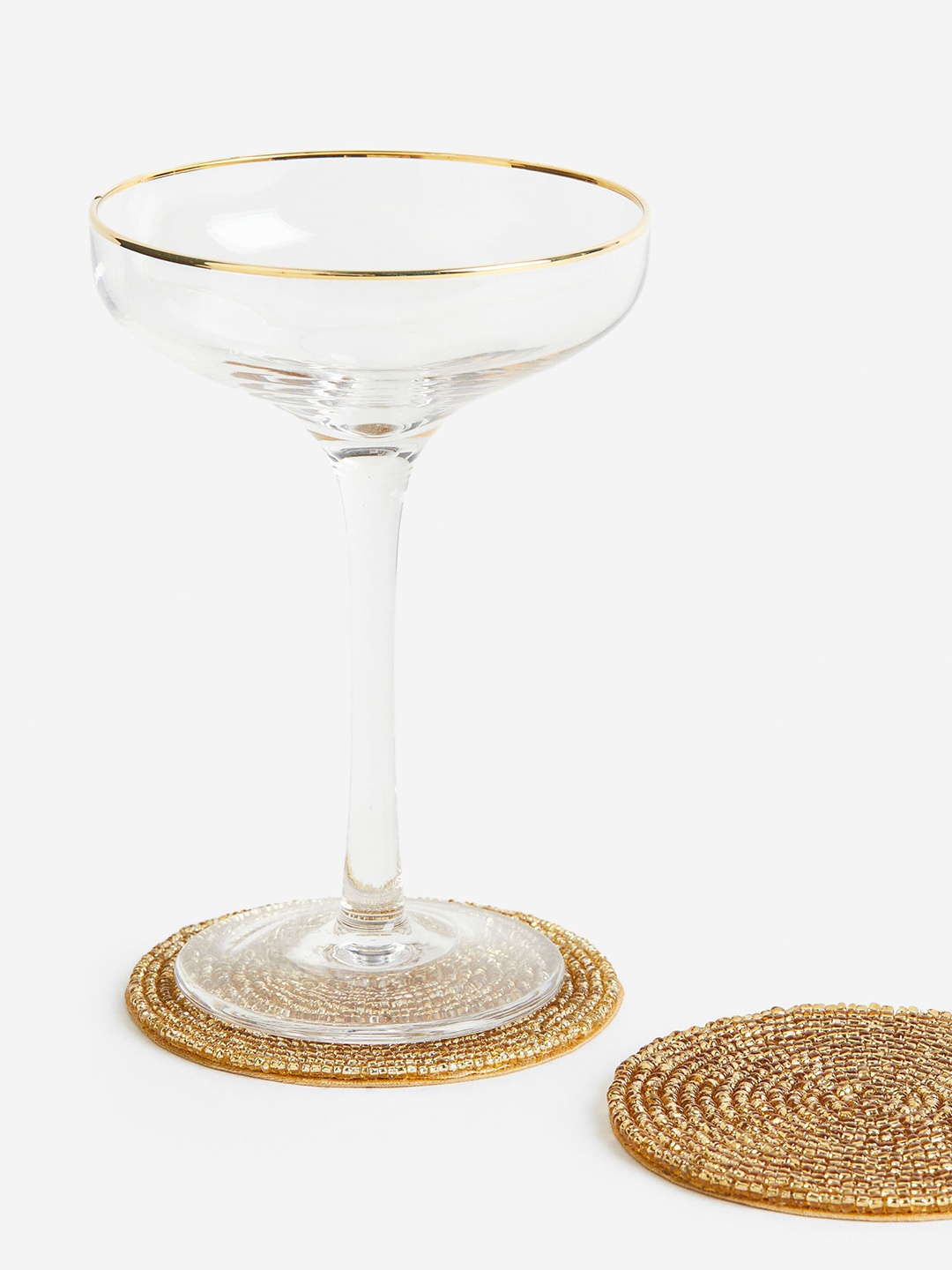 

H&M 2-Pcs Beaded Coasters, Gold