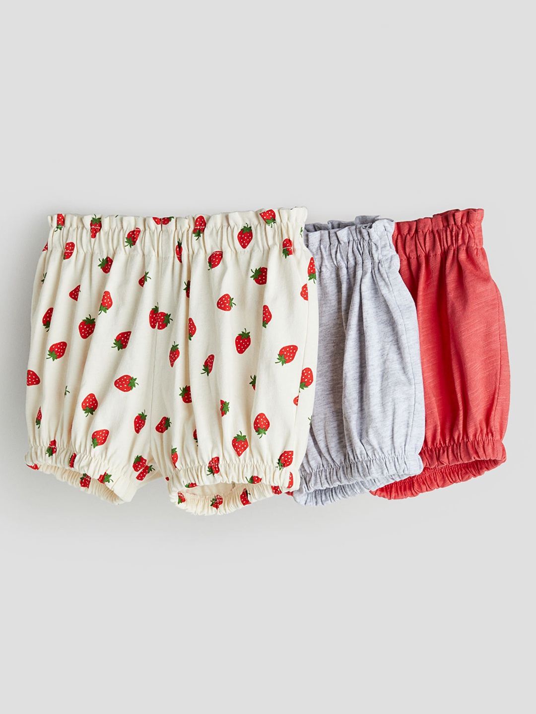 

H&M Girls Pack of 3 Printed Pure Cotton Mid-Rise Bloomers, White