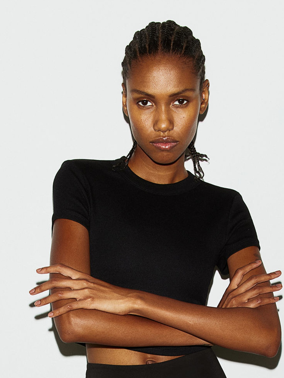 

H&M DryMove Cropped Sports Top, Black
