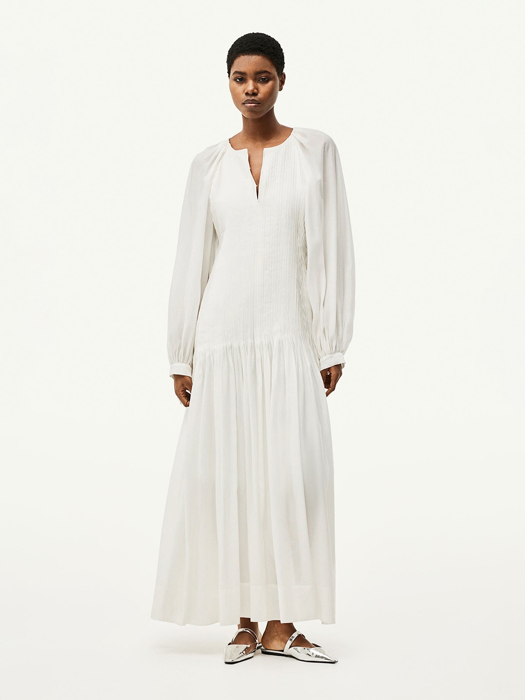

H&M Pin-Tuck Maxi Dress, White