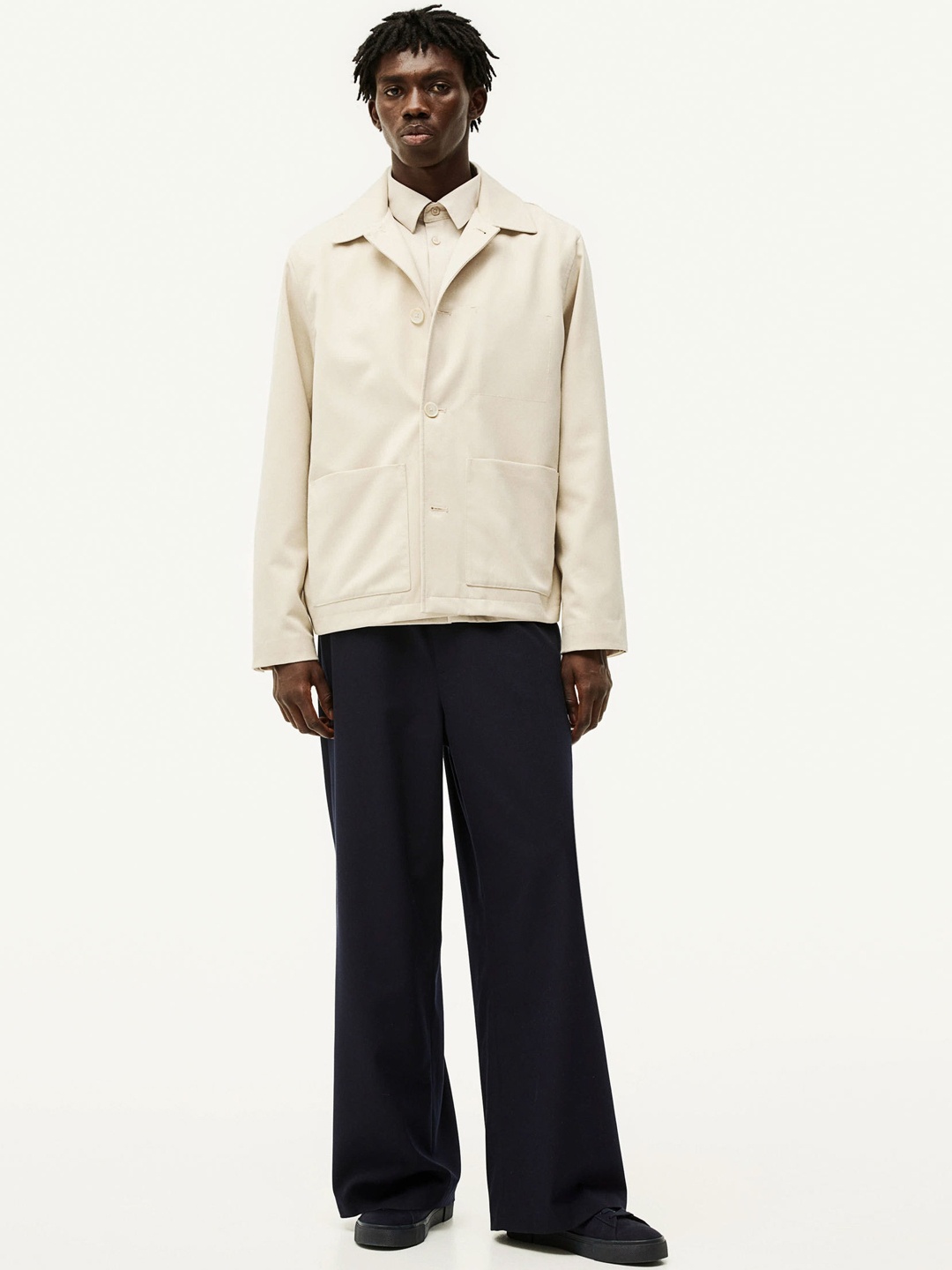 

H&M Men Loose Fit Twill Trouser, Blue