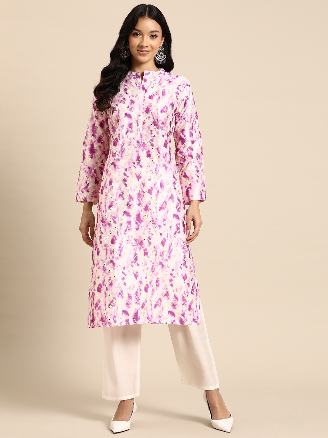 

Sayisha Women Embroidered Regular Mirror Work Kurta with Palazzos, White