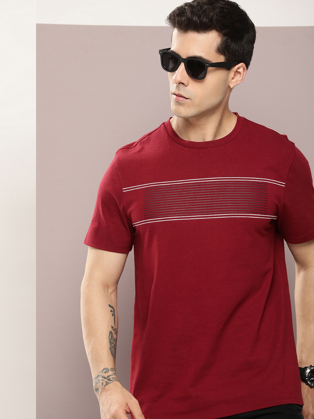 

Kook N Keech Men Striped T-shirt, Maroon