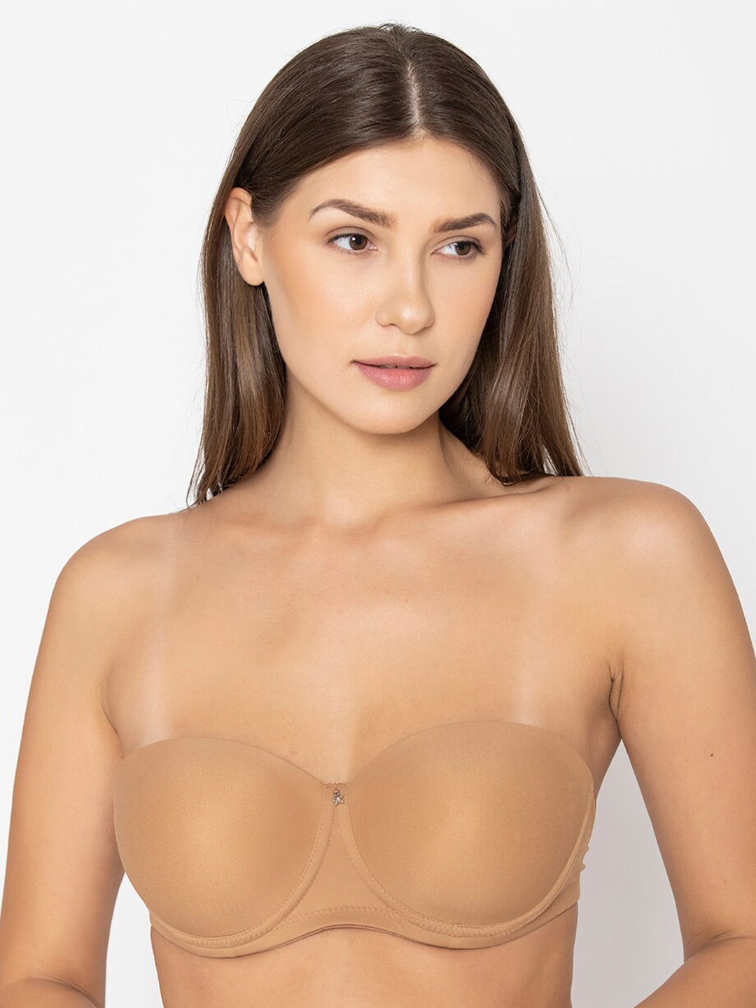 

B'ZAR Anti Bacterial Balconette Bra Medium Coverage Underwired Lightly Padded, Camel brown