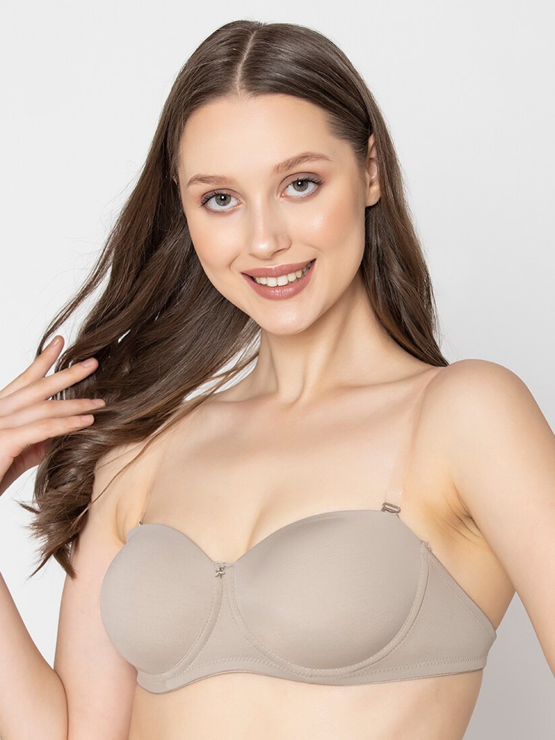 

B'ZAR Medium Coverage Underwired Lightly Padded Balconette Bra With Anti Bacterial, Grey