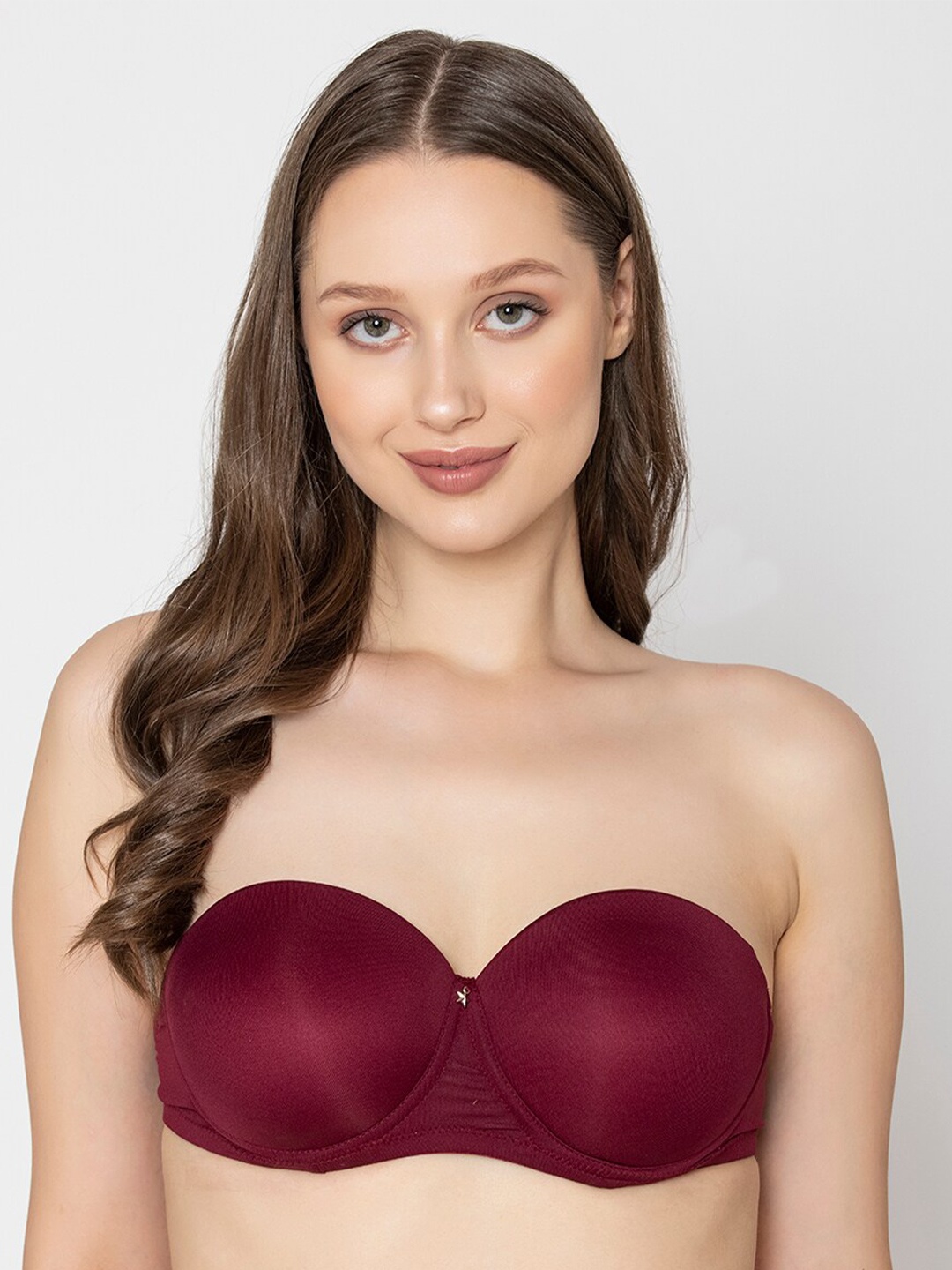 

B'ZAR Medium Coverage Underwired Lightly Padded Balconette Bra With Anti Bacterial, Maroon
