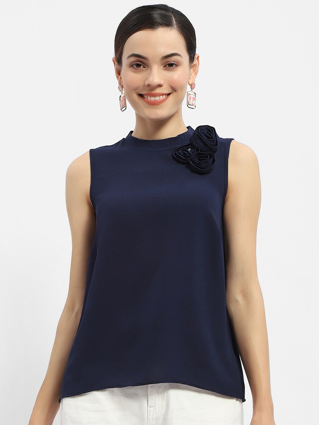 

Madame Sleeveless High Neck Top, Navy blue