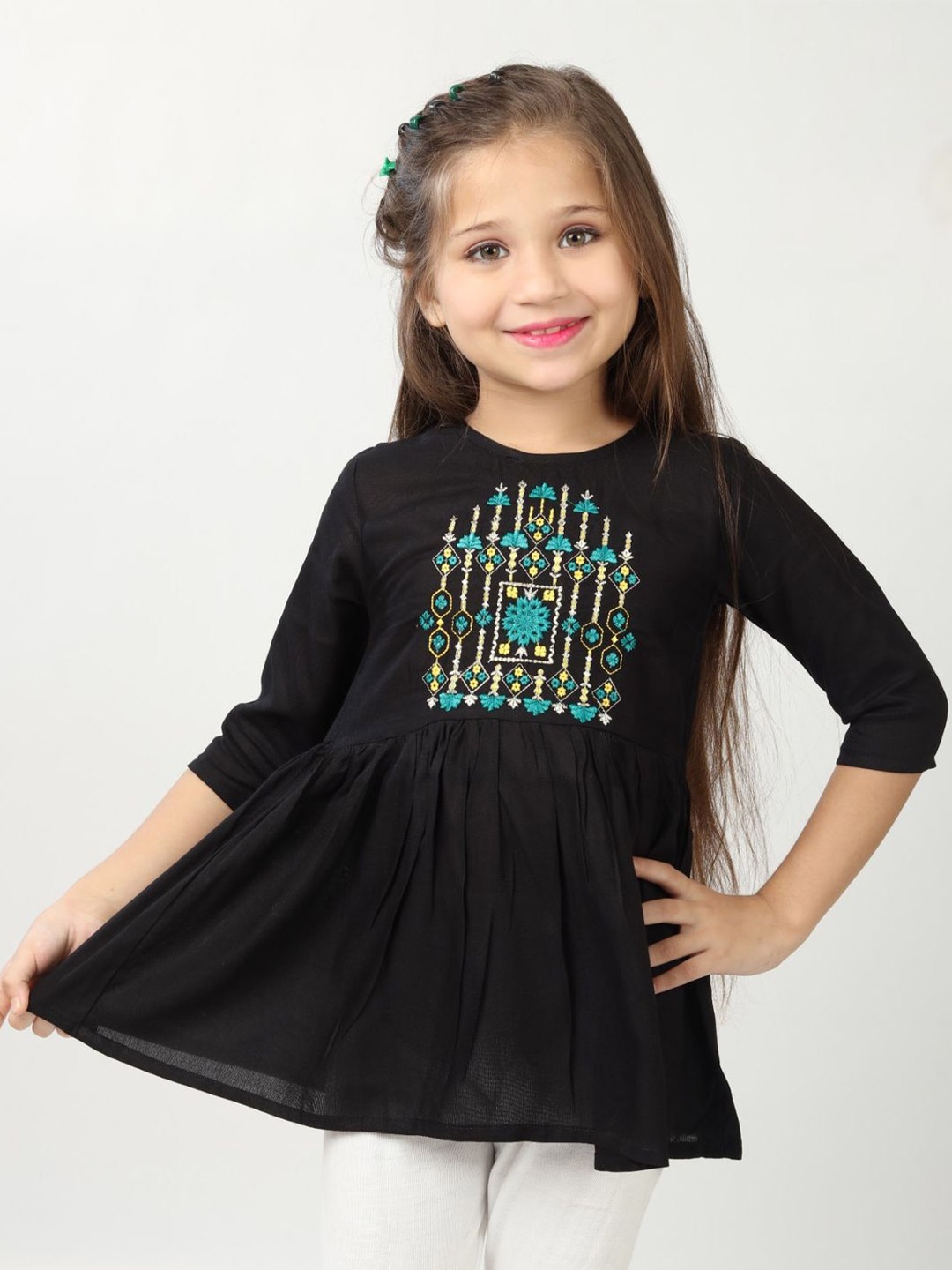 

BAESD Embroidered Peplum Top, Black