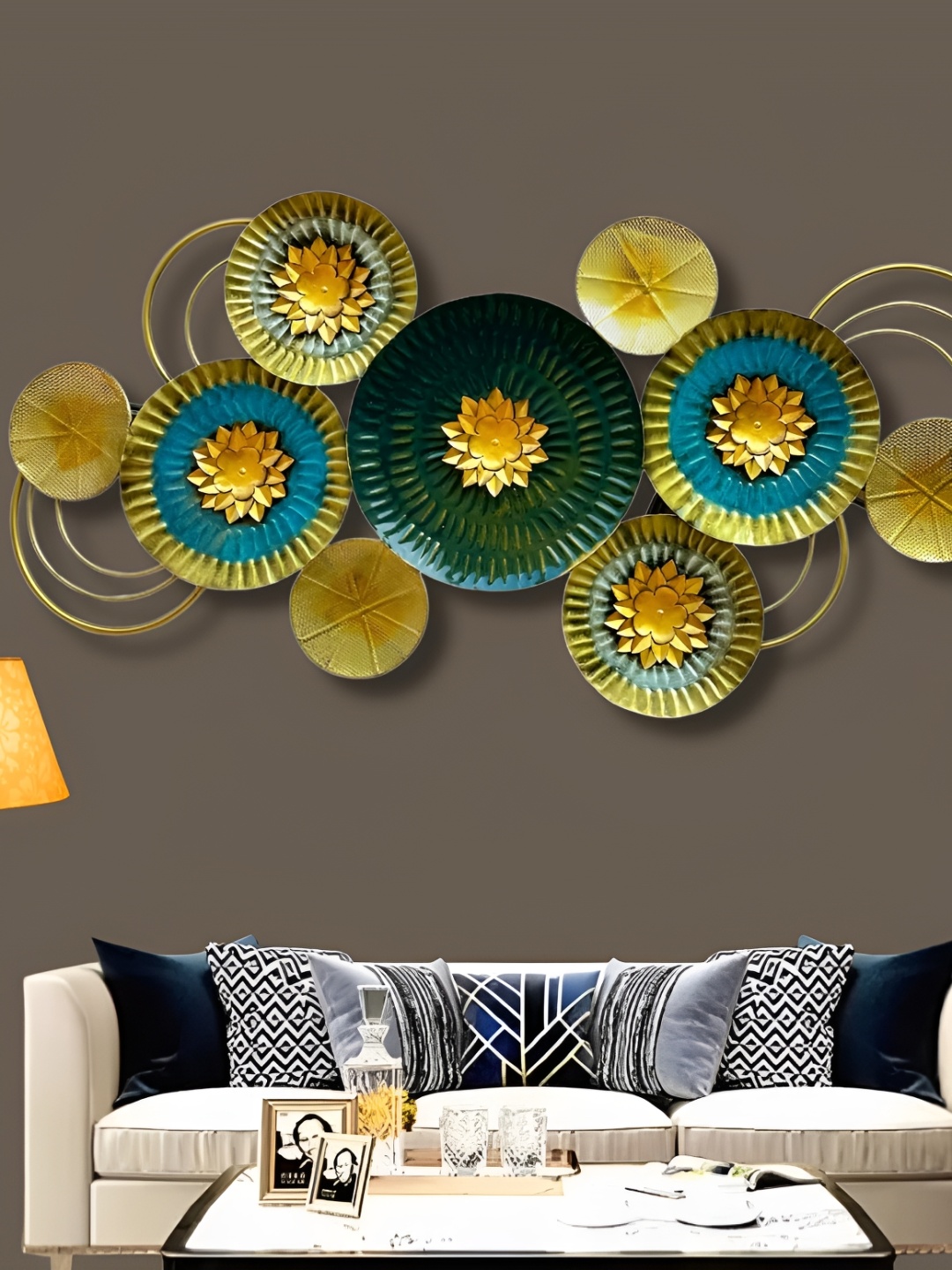 

RSN Green & Gold Toned Metal Hangings Wall Decor