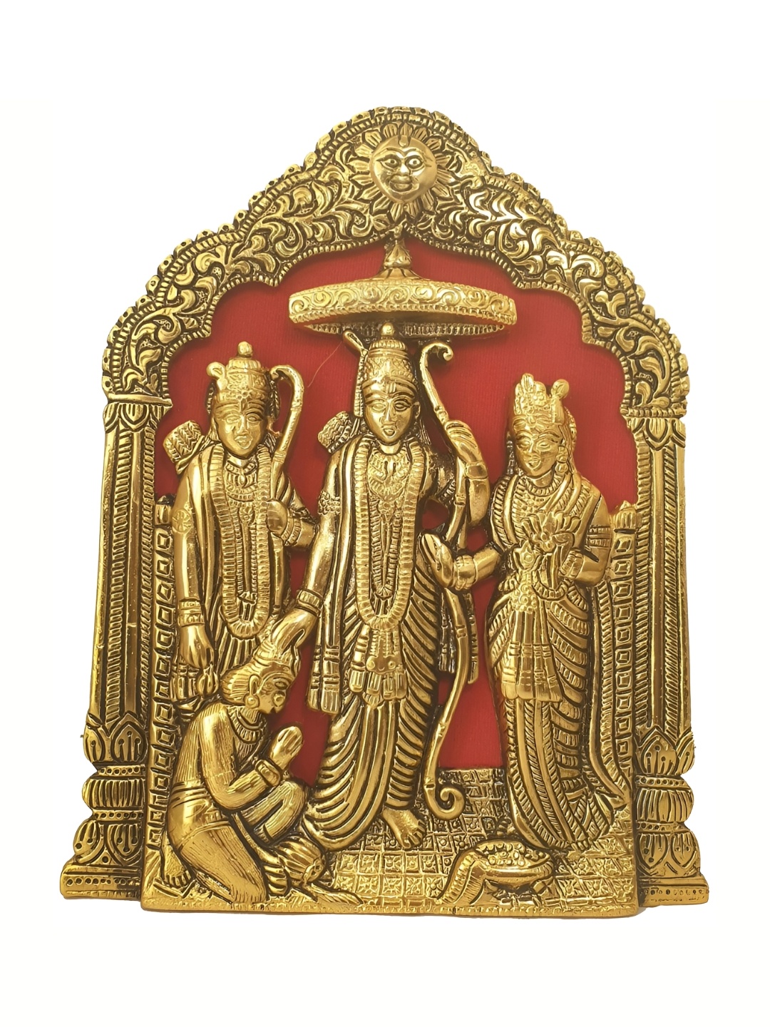 

RSN Rust & Yellow Lord Rama Darbar Idol Metal Wall Decor, Gold