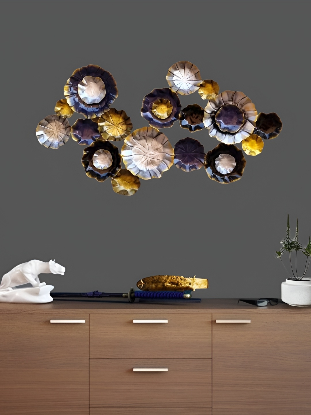

RSN Black & Gold Toned Flower Metal Wall Hangings