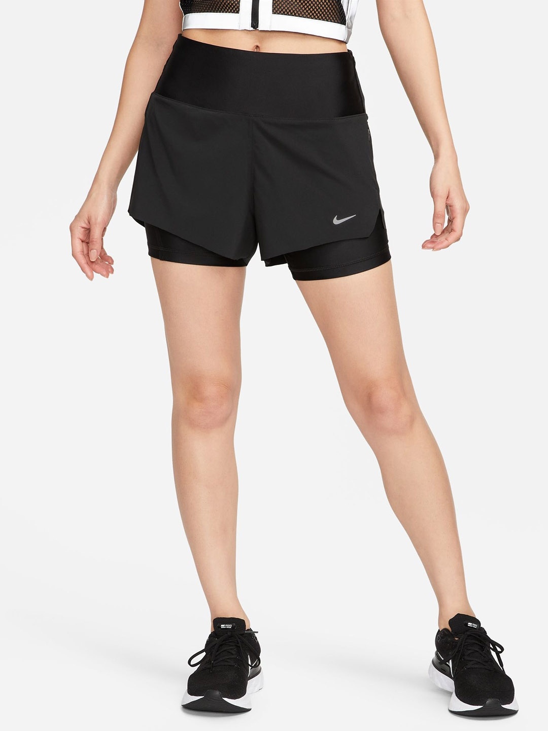 

Nike Dri-FIT Swift Women's Mid-Rise 8cm (approx.) 2-in-1 Running Shorts with Pockets, Black