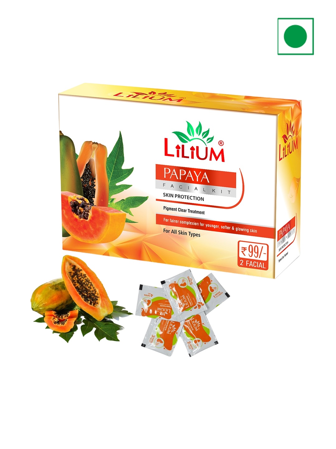 

Lilium Papaya Facial Kit For Pigment Clear Treatment - 6g Each, Nude