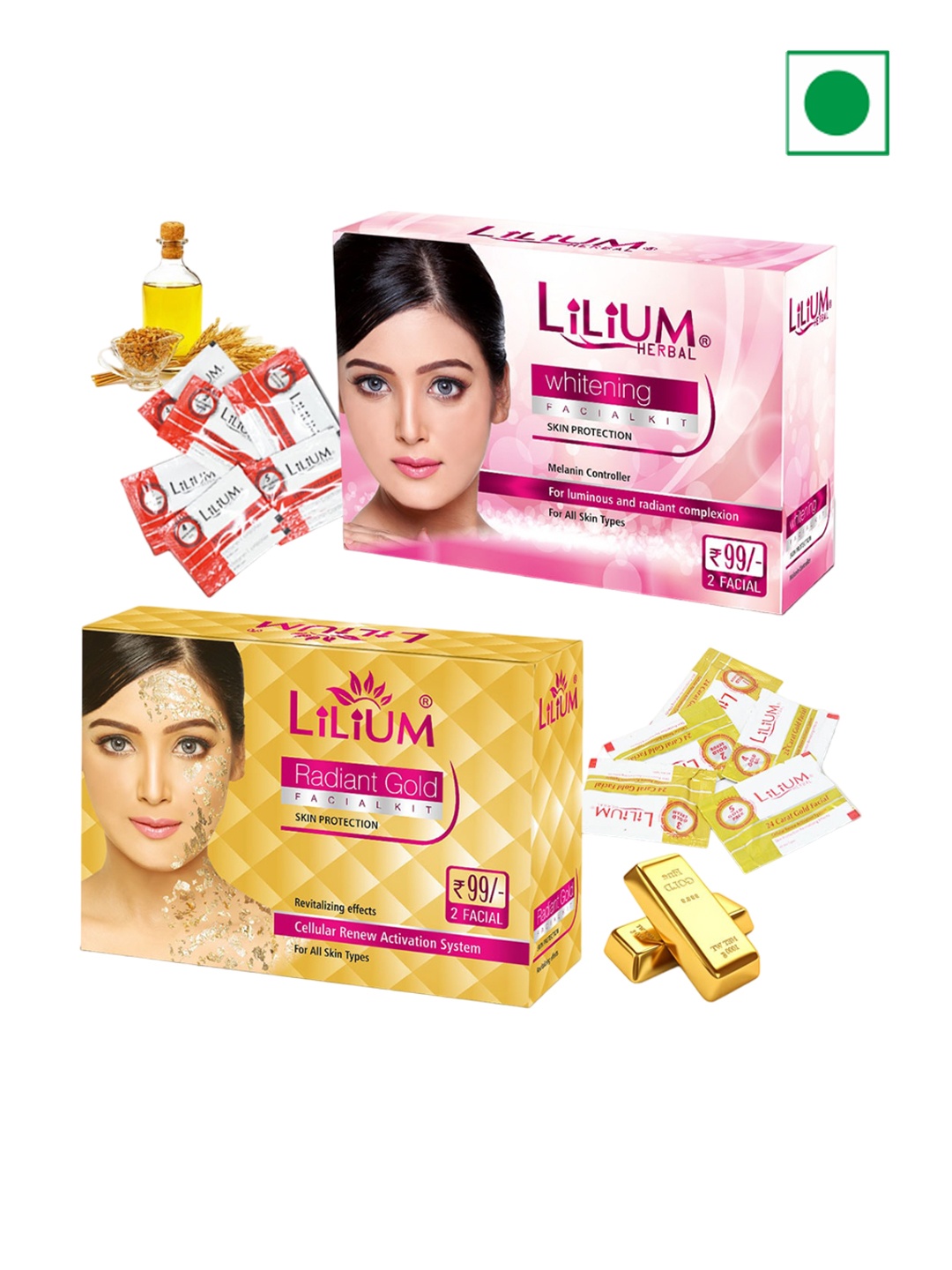 

Lilium Gold & Whitening Facial Kit For Cellular Renew Activation System - 60g Each, Nude