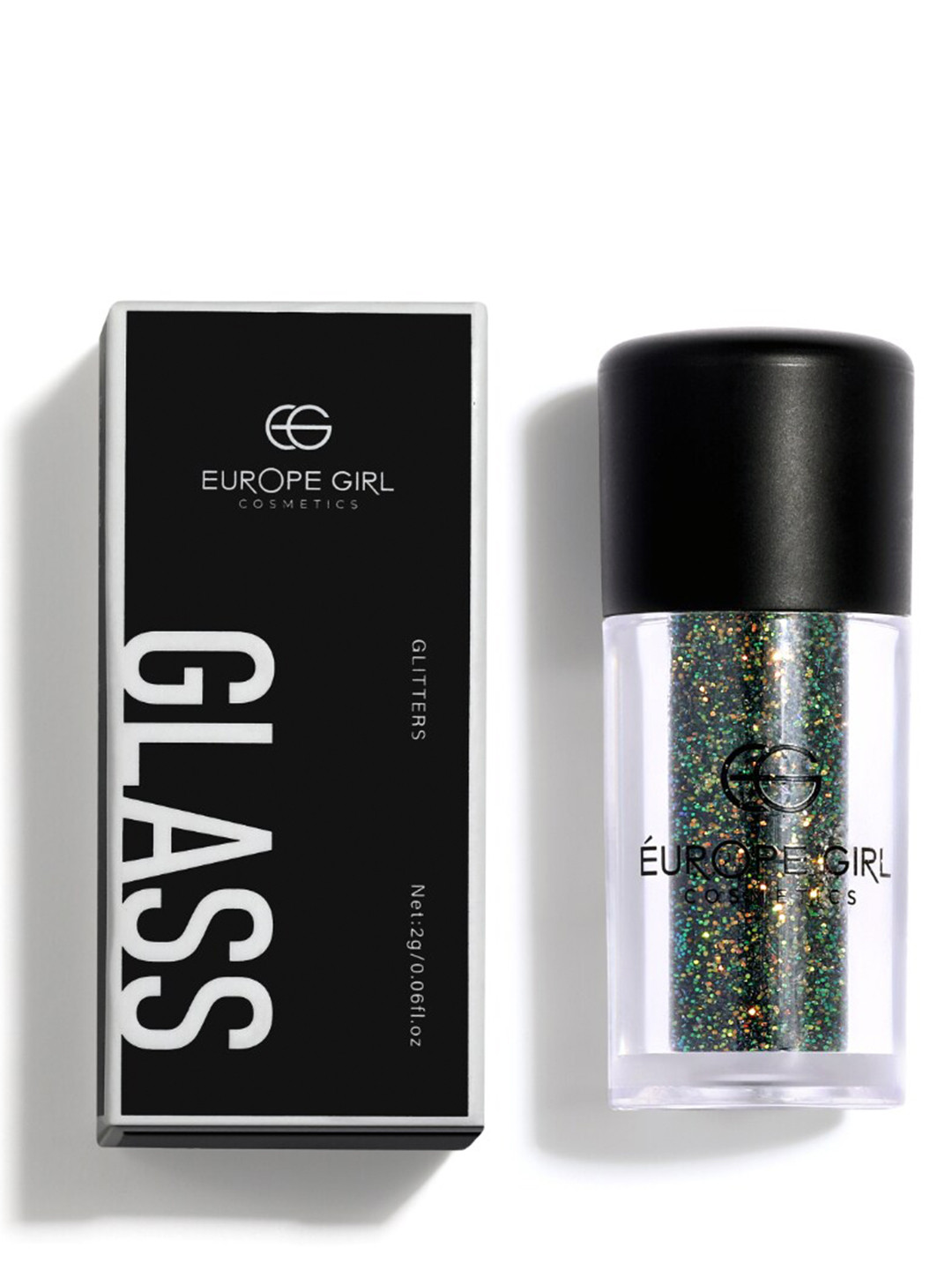 

EUROPE GIRL Glass Single Diamond Pigment Glitter Eyeshadow - 2g - Glitz 02, Black