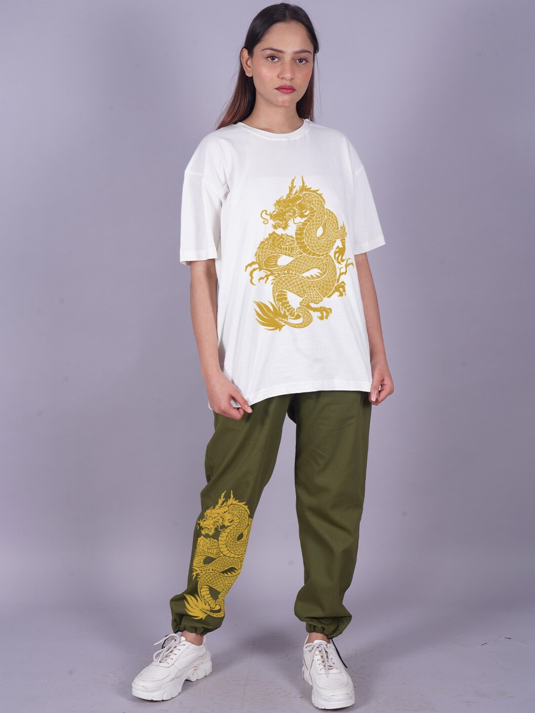 

VYVE Graphic Printed Oversized T-Shirt With Joggers, White