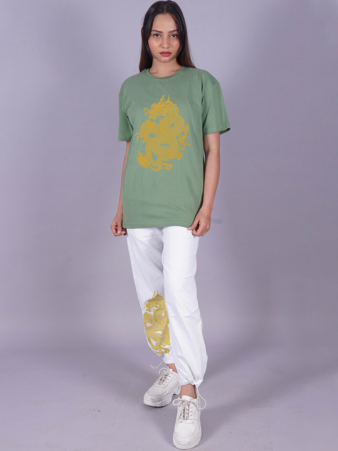 

VYVE Graphic Printed Oversized T-Shirt With Joggers, Lime green