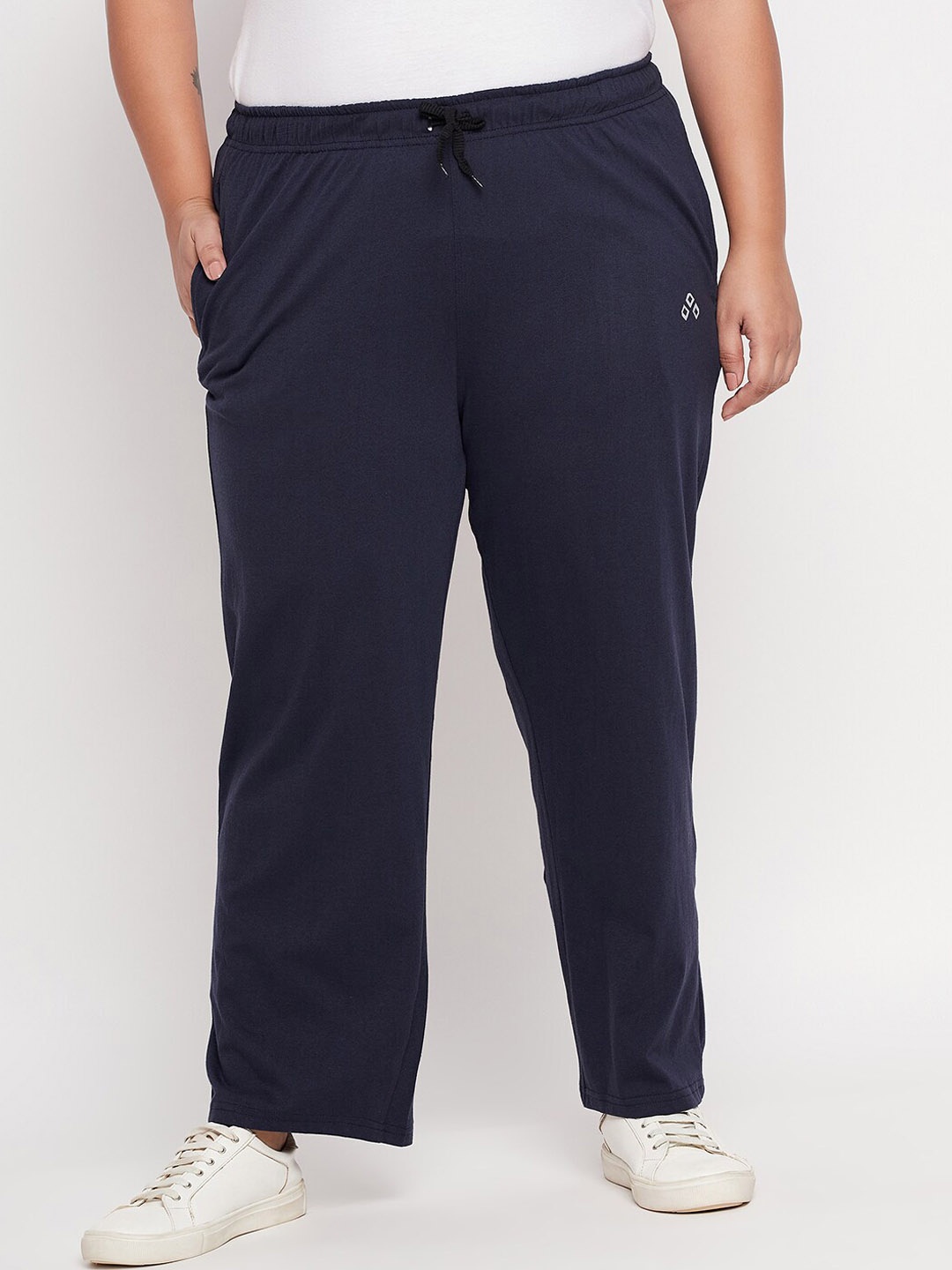 

ALIZA Plus Size Cotton Relaxed Fit Track Pants, Navy blue