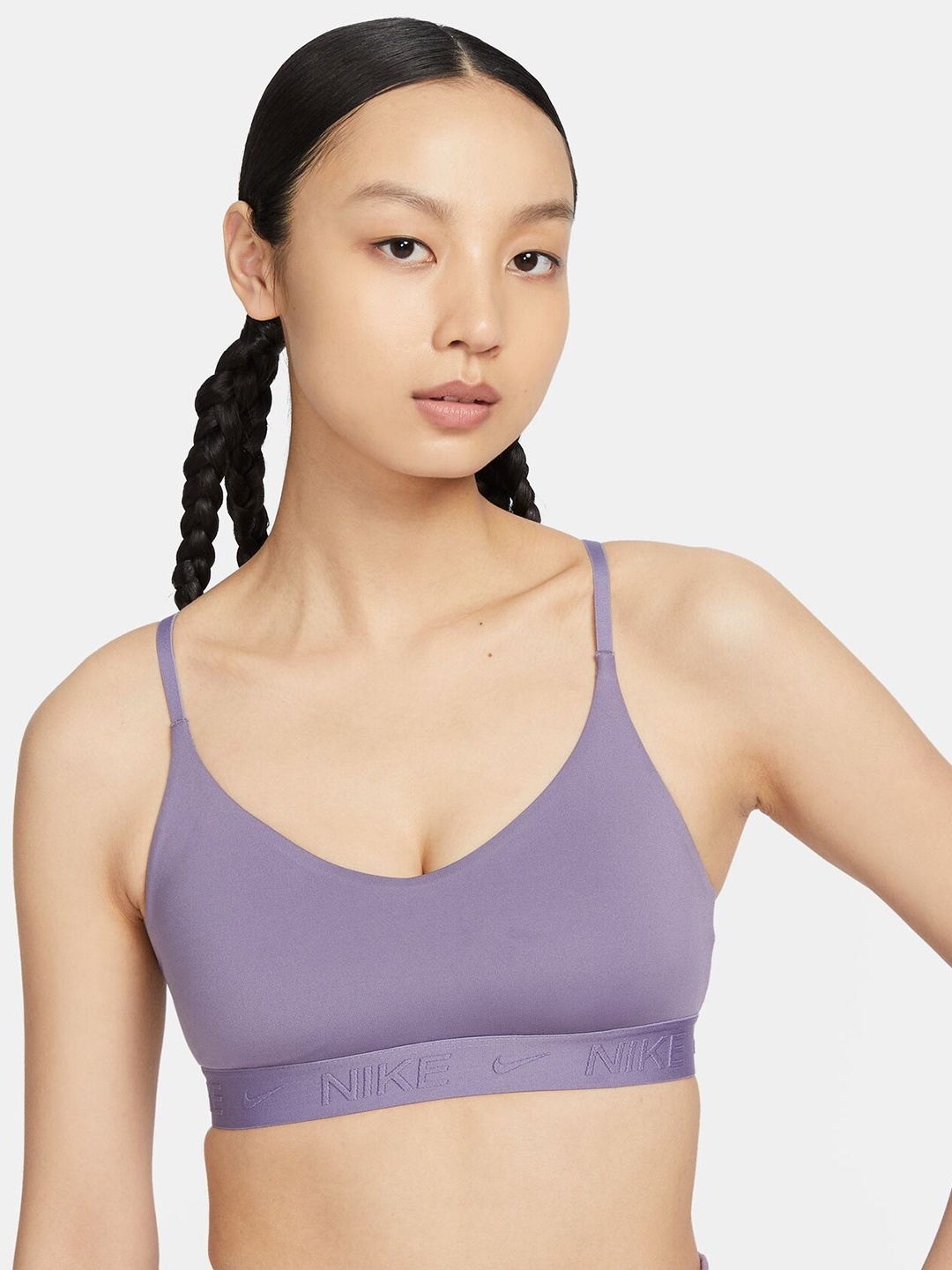 

Nike Indy Light-Support Women's Padded Adjustable Sports Bra, Purple